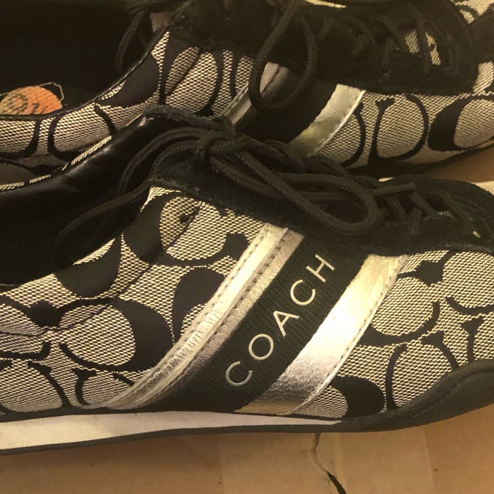 Coach Monogram Lace-Up Sneakers in Black and Silver - Picture 4 of 5